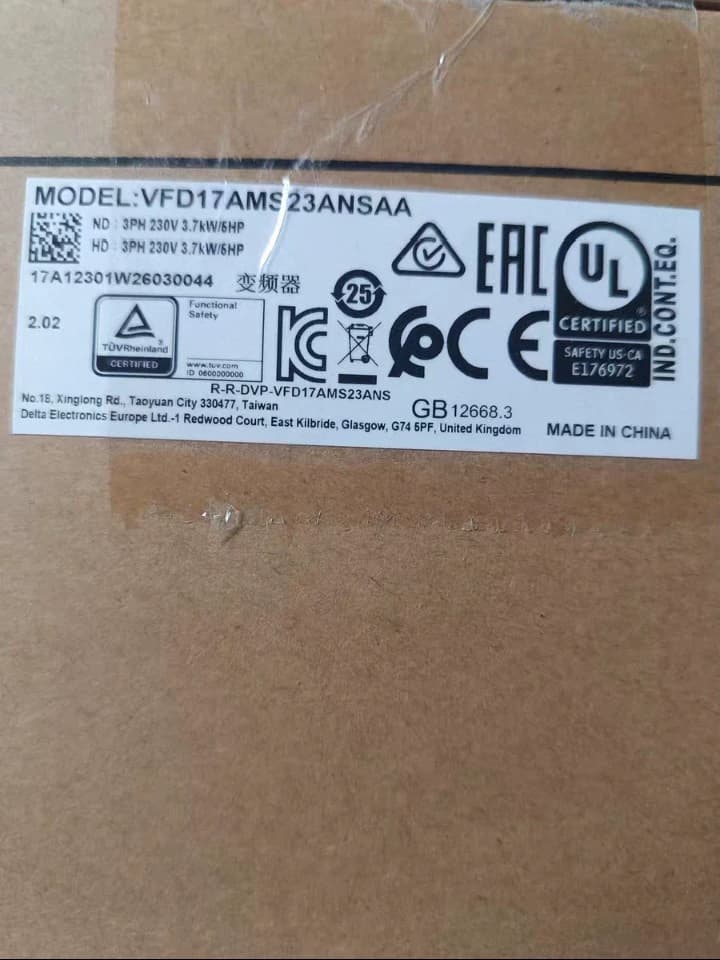 100% чисто нов оригинален и оригинален Delta VFD17AMS23ANSAA 3.7KW трифазен 220V Честотни преобразуватели Задвижващ серво мотор