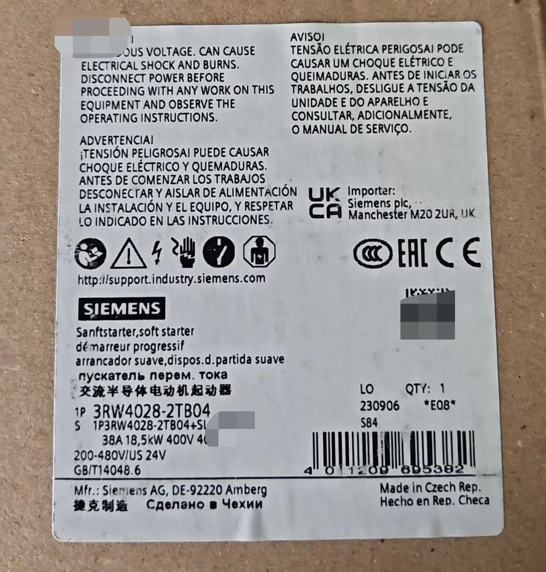 Чисто нов, оригинален, фабричен директен софтуерен стартер Siemens 3RW4028-2TB04 Soft Starter SIRIUS SOFT STARTER